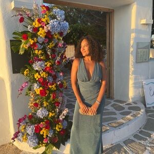 Elegant Blue Sleeveless Dress